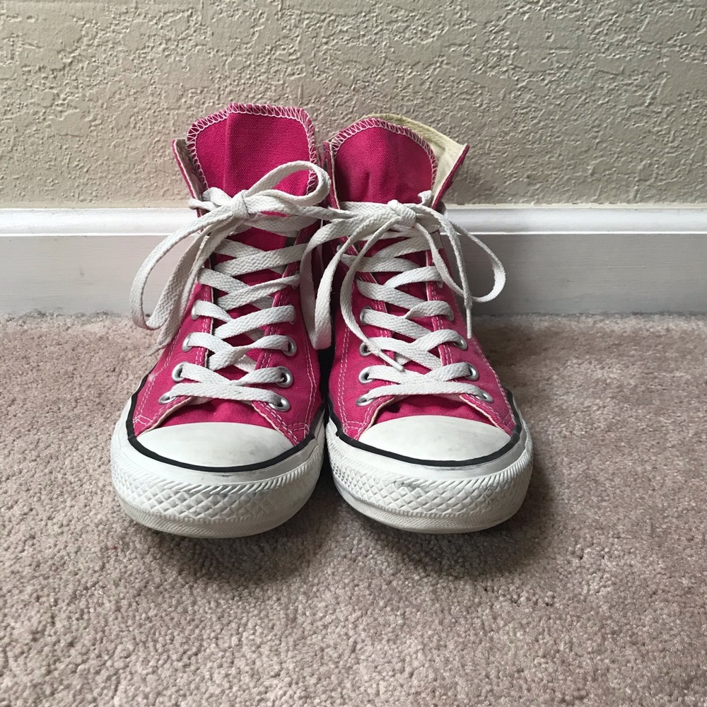 Bright Pink High Top Converse Sneakers